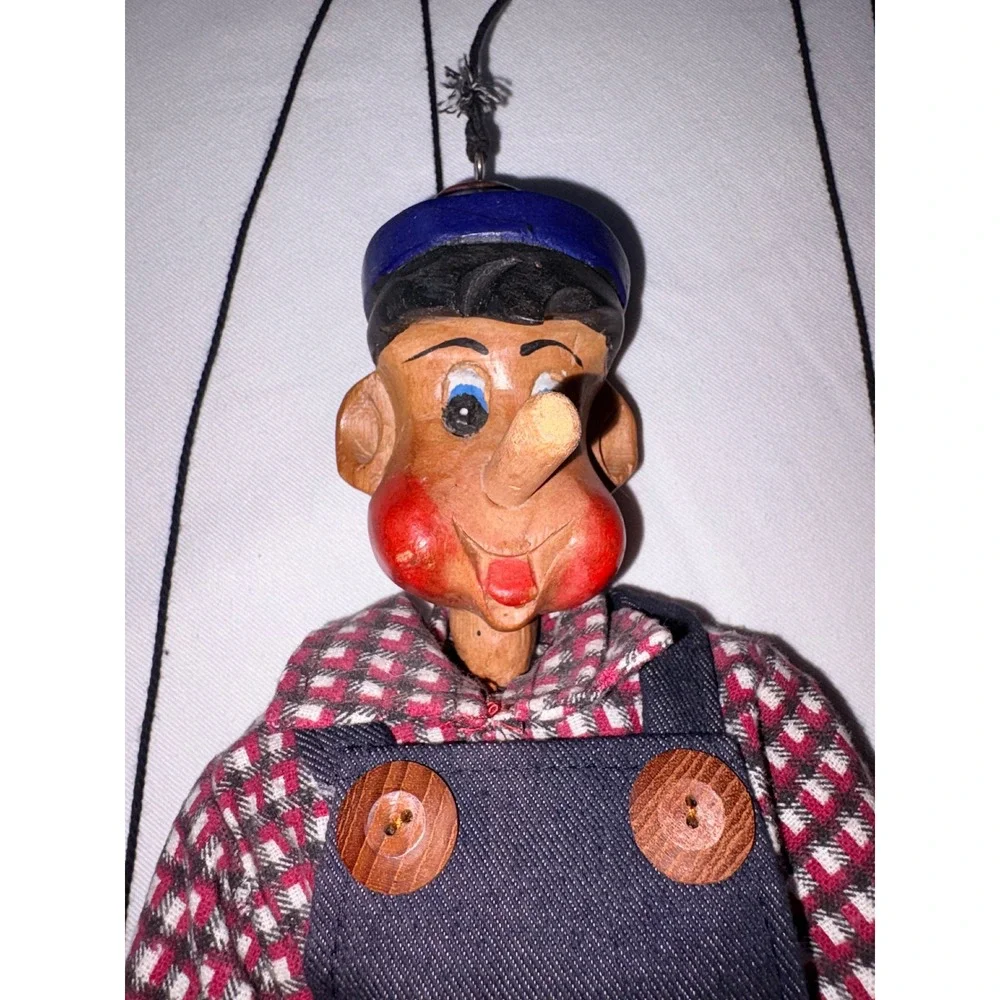 Vintage Wooden Marionette Puppet Pinocchio Style Sailor‎ Outfit Collectible Toy